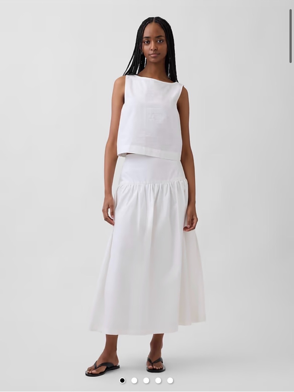 GAP White Gathered-Waist Maxi Skirt